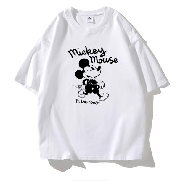 MINISO Милый Мультяшный Принт Микки Мауса Ретро Свободные Короткий Рукав Круглый Вырез Футболки Женские Мужские Пара Универсальные Хит Продаж S