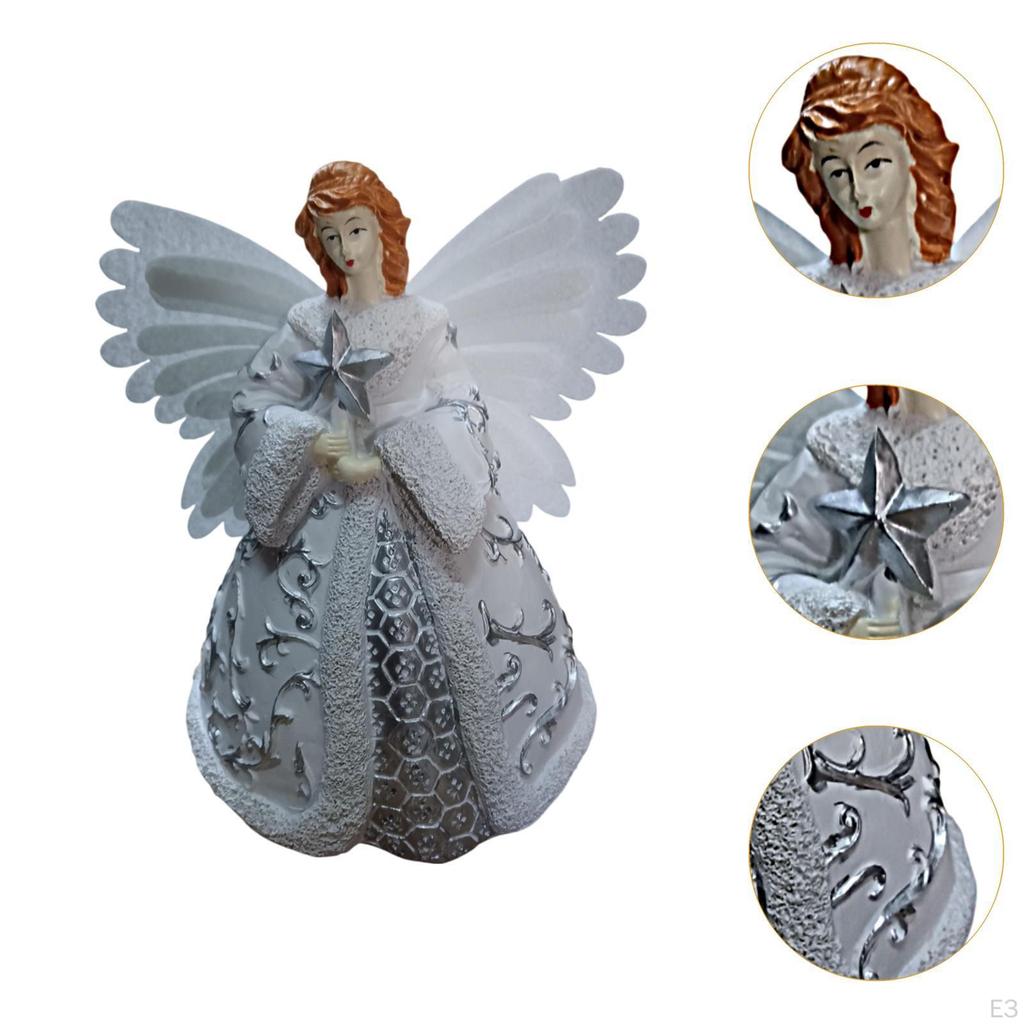 Angel Figurines Treetop 25*20cm Light up Glowing Christmas Tree Topper