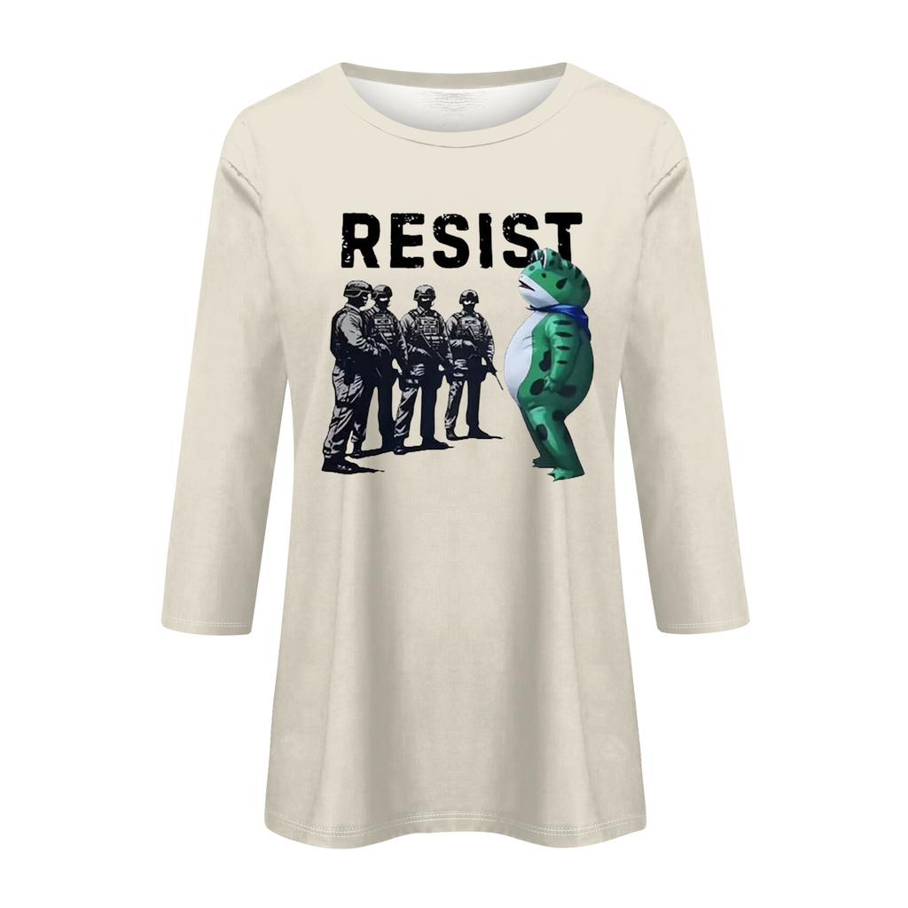 Women's Fashionable Casual Three-quarter Sleeve Round Neck Top