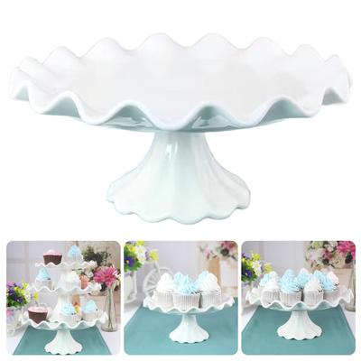 Eleganter Keramik-Kuchenständer im europäischen Stil, hochfußige Platte, perfekt für die Präsentation von Desserts bei Hochzeiten und Partys