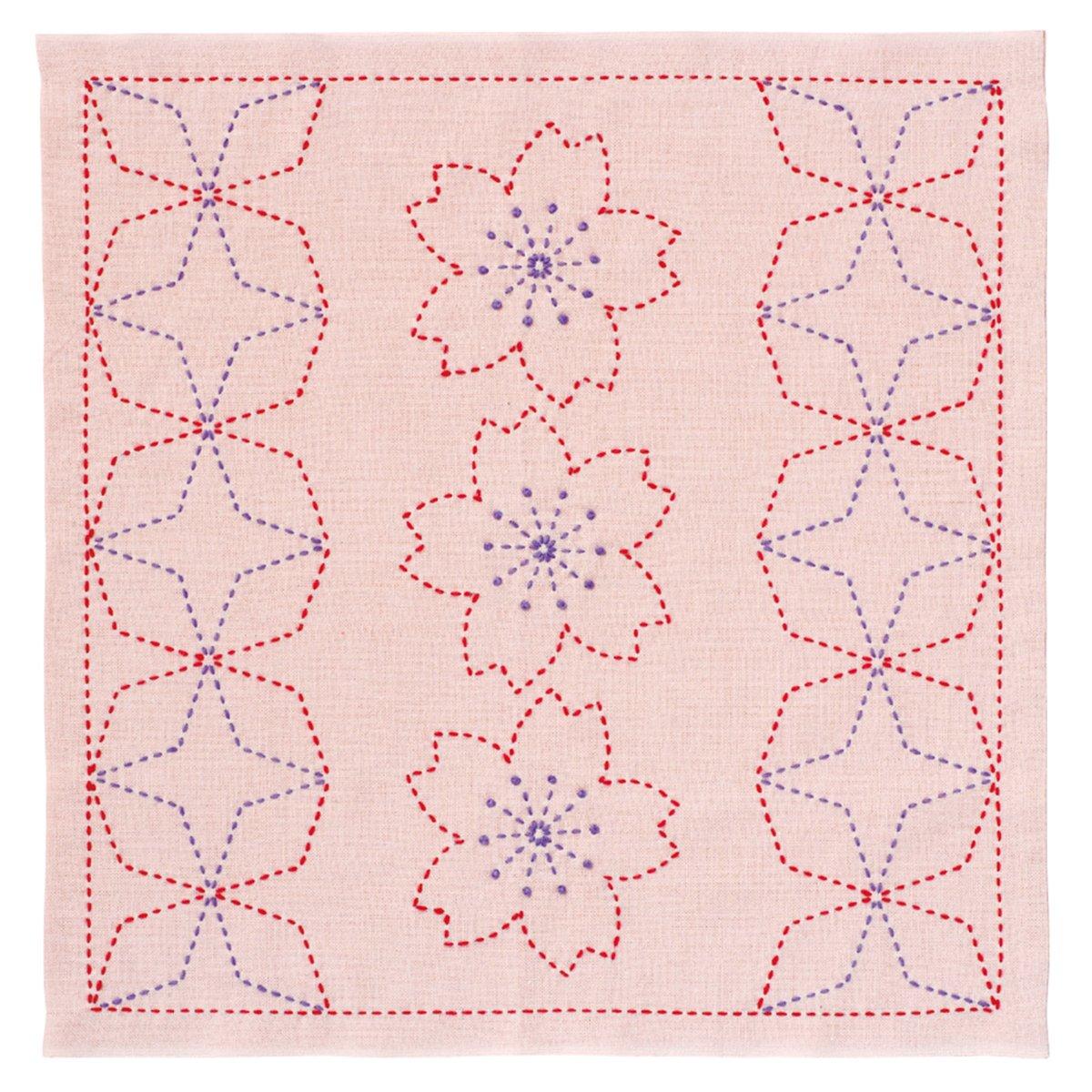 Набор Olympus Sashiko Flower Dark 243, Кухонное полотенце, Розовый,