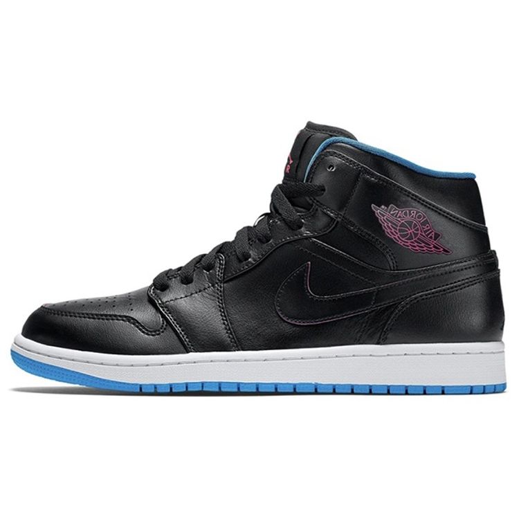 

Мужские кроссовки Air Jordan 1 Mid Radio Raheem Черный Огненно-Розовый-Фото-Синий 554724-029