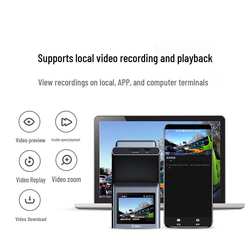 360 G300plus 2K UHD Dash Cam with 64GB Card (CN version)