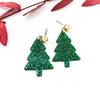 European & American Geometric Sequin Christmas Tree Dangle Earrings – Shimmering Festive Fashion Jewelry.