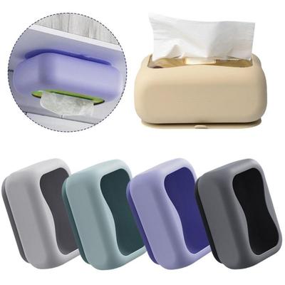 Silicone Suction Cup Tissue Box Anti-Wear Car Tissue Box Durable Desktop Tissue Drawer