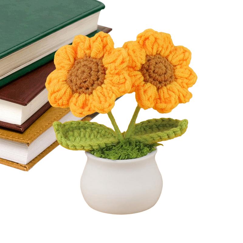 Handgefertigte Gestrickte Sonnenblume Gehäkelte Sonnenblume Kunstblume Schreibtischdeko Topfpflanzen Sonnenblumen Dekoration Tischmittelstücke