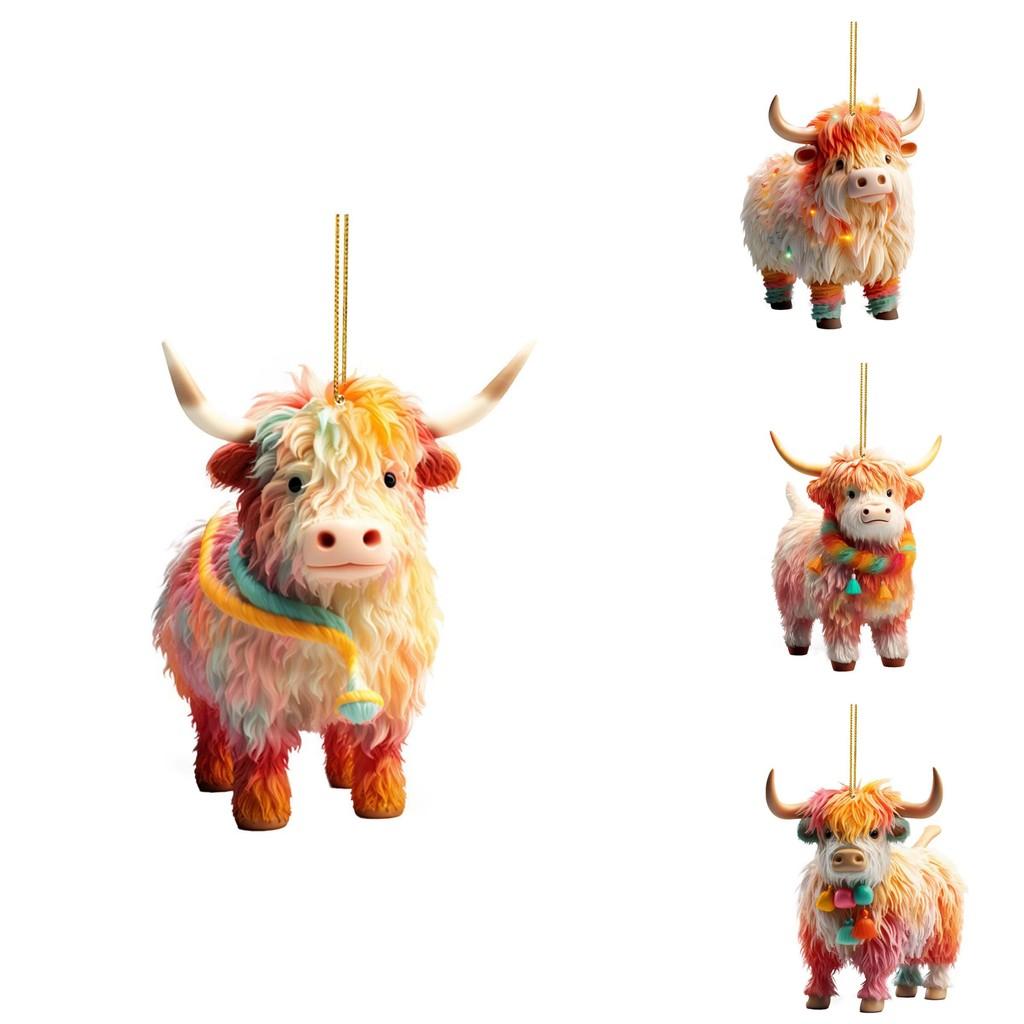 Niedliches buntes Acryl-Kuh-Ornament zur Autoinnendekoration 2023 Neuer Stil