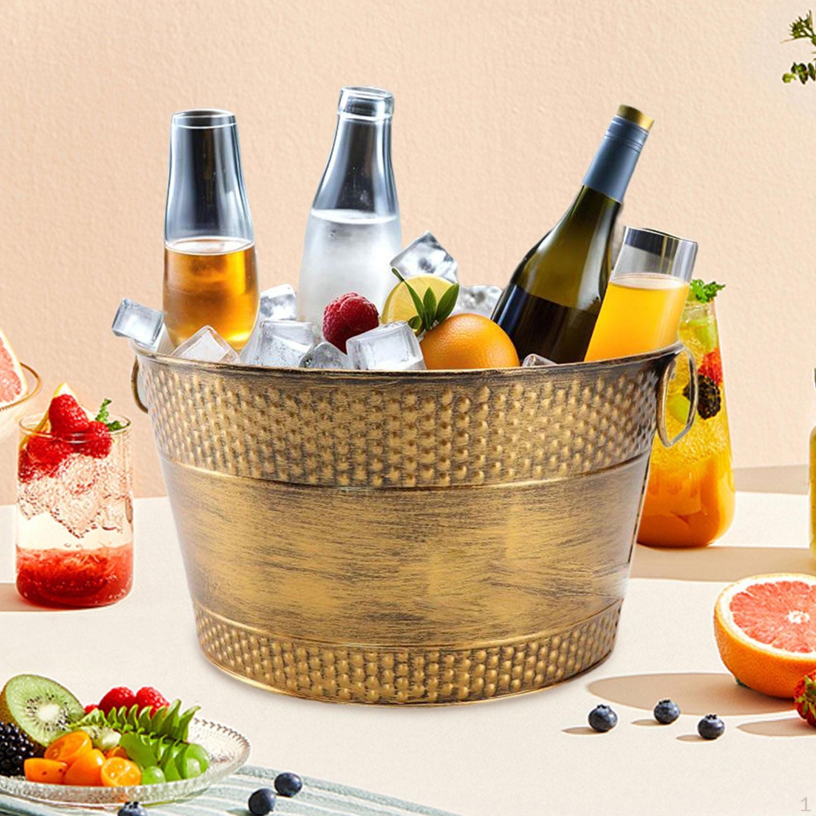 

Ведро для льда, ванна для напитков, портативный легкий держатель, хранение вина, напитков для охлаждения шампанского bronze