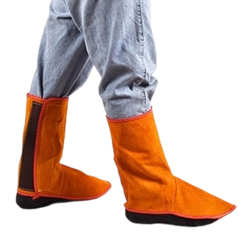 Professionelle Leder Schweißschuh-Schutzhüllen Hitzebeständig Abriebfest Schweißspritzer Schweißer Arbeits-Schuhüberzüge