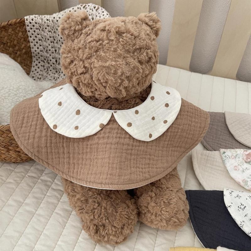 Baby Feeding Bib Drooling Apron Newborns Burp Cloths Strong Absorbent Toddler Bib with Collar Cotton Breathable Bib