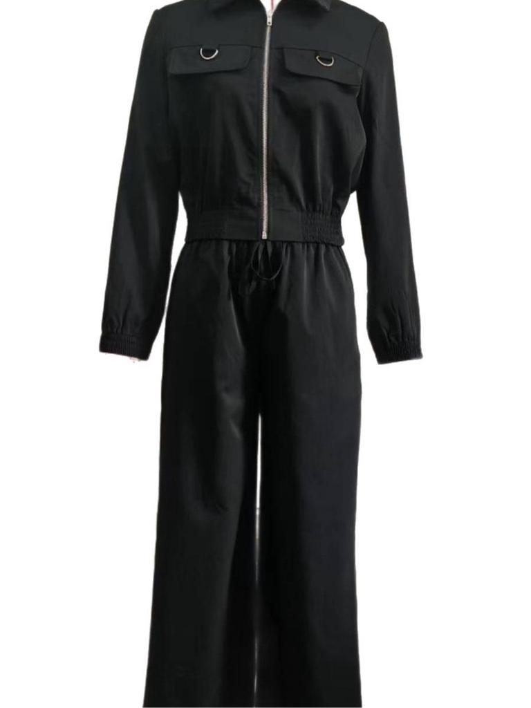 2025 Jesień/Zima Damski Zestaw Odzieży Sportowej z Długim Rękawem Zapinany na Zamek i Spodnie z Elastycznym Pasem