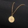 Round Coin Compass Pendant Necklace for Men Women Viking Star Butterfly Stainless Steel Choker Jewelry Hip Hop Accessories Gift