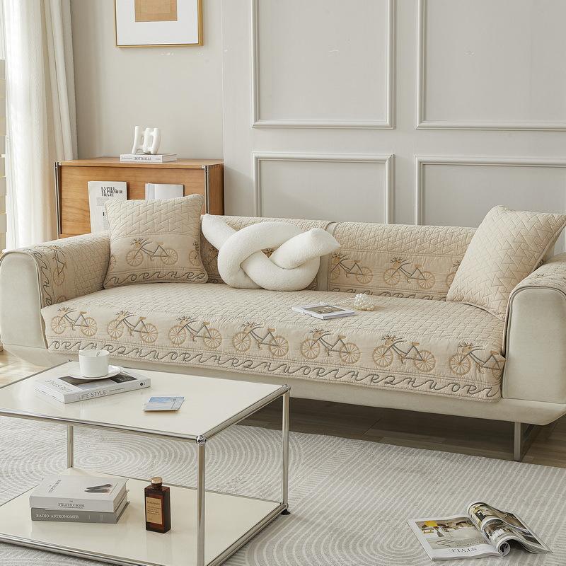 

Fabric Embroidery Sofa Cushion Cotton Non-Slip Leather Sofa Cover Towel Universal Fabric Sofa Seat Cushion Cover Towel For All Seasons 70*70cm