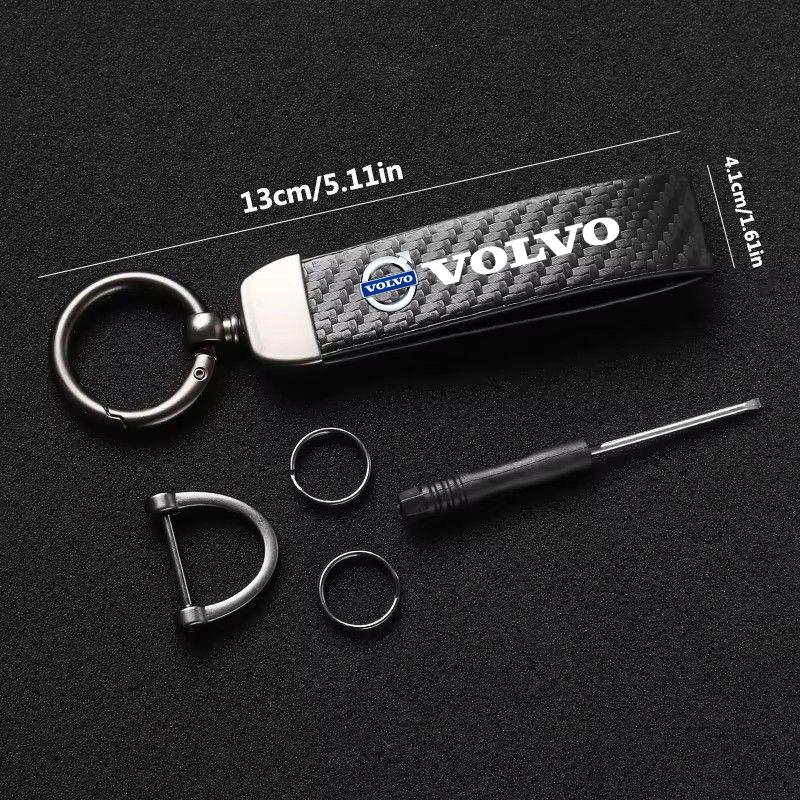 Rvgfn3 Car Keychain With Custom Logo Keyring Key Cover Gift For Volvo XC60 XC40 V60 V40 XC90 XC70 V50 S60 V70 S90 AWD V90 Carbon Fiber