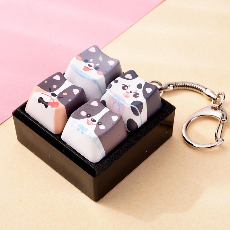 Cute Dog Squeeze Keychain Creative Stress Relief Fidget Pendant Mini Sensory Toy for Handbags Kids Party Gifts