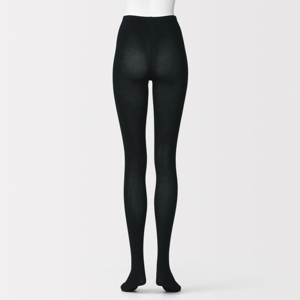 MUJI Tights Size L Women's Right-Angle Foot-Shaped (DGE05A5A) Black, Women's