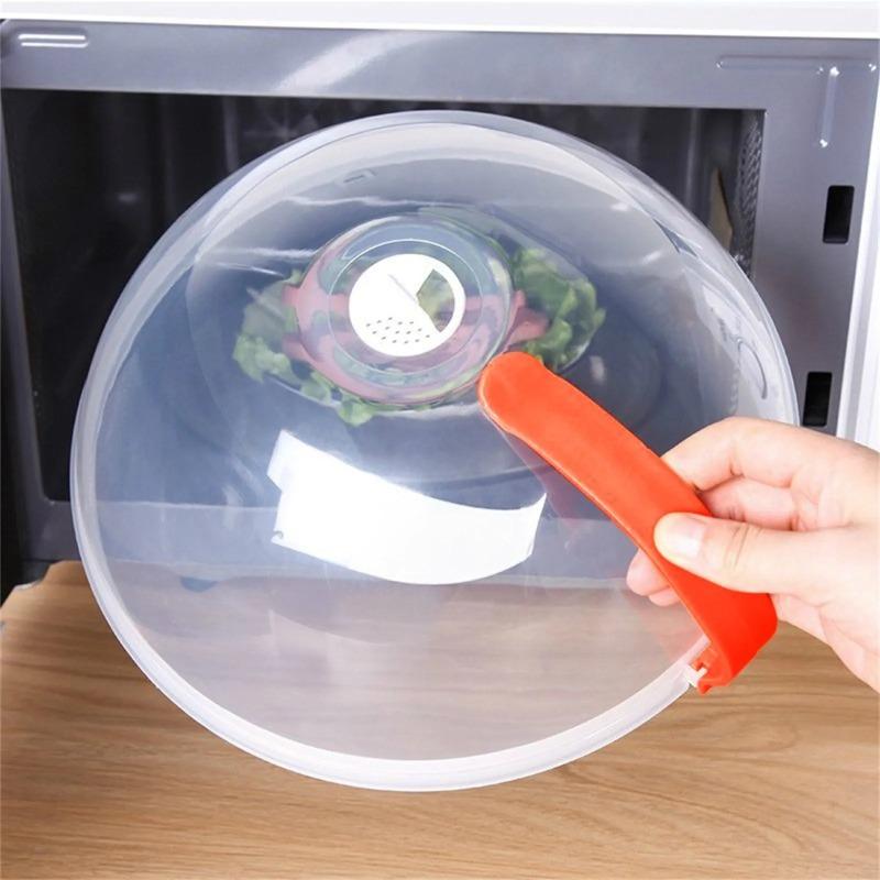 The Third Generation Microwave Splash Cover Thickened Transparent Splash-proof Cover with Handle BPA-free Plate Food Cover
