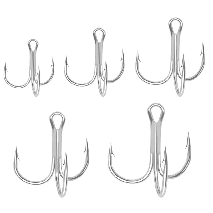 50pcs Barbed Fishing Treble Hooks Mix 2-10# High Strength Carbon Steel Hooks for Ice Sea Carp Fishing Lure Sharp Durable Tackle 260319