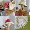 Light and quick-drying wide brim bucket hat Spring and summer camping windbreak rope Contrast color sun hat Sunscreen sunshade basin hat Children