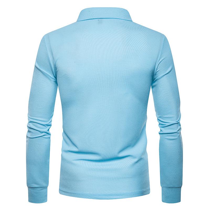 Autumn/Winter 2021 Men's Slim Fit Long Sleeve Polo with Color Turn-Down Collar
