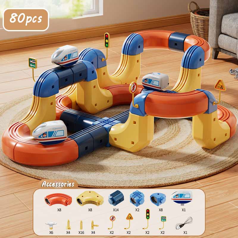 Kid Electric Magnetic Track Car Toys Set DIY Magnetism Orbital Cube Road Build Anti-gravity Levitating Train STEM Toy Xmas Gift