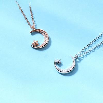 Jewelry Star Moon Diamond Necklace Korean Edition Fashion Mori Collarbone Chain