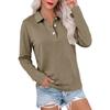 Women's Casual Long Sleeve Button Down Color Lapel Blouse