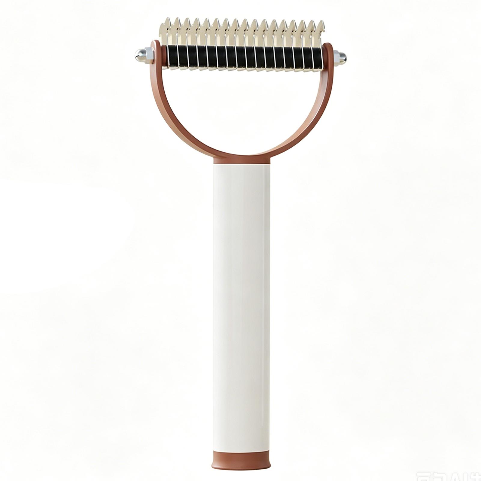 2 In 1 Pet Dematting Tool Grooming Brush Efficient Remove Messy Fur Built-In Lint Roller Pet Grooming Salon Daily Management коричневый