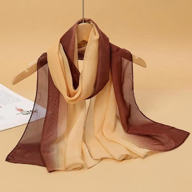 New Print Chiffon Scarf Shawl Women Sunscreen Silk Scarf Turban Long Wrap Beach Travel Outdoor Accessories Trendy Headband