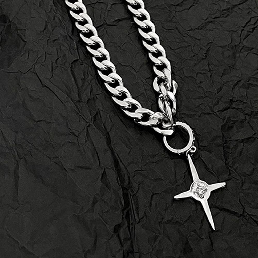 Cool Punk Choker Handsome Hiphop Cross Pendant Korean Style Necklace Man Necklace Clavicle Chain