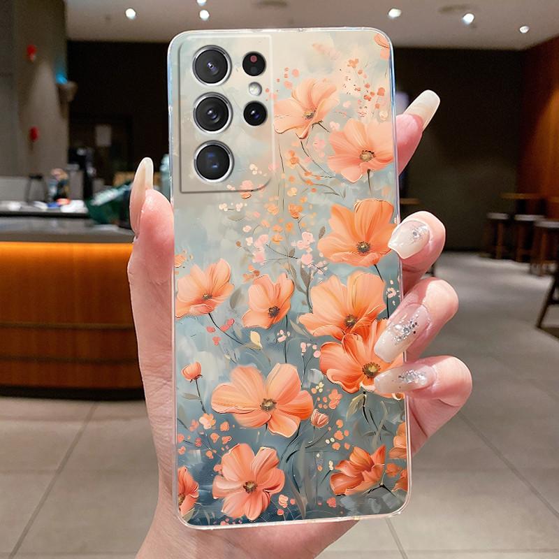 For Samsung S21 Ultra Case Clear Casing Fashion Butterfly Flower Soft TPU Silicone Cover For Samsung Galaxy S20 Ultra Phone Case