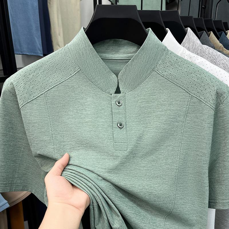 Men's Short Sleeve T-Shirt Summer Breathable Business Commute Versatile Top
