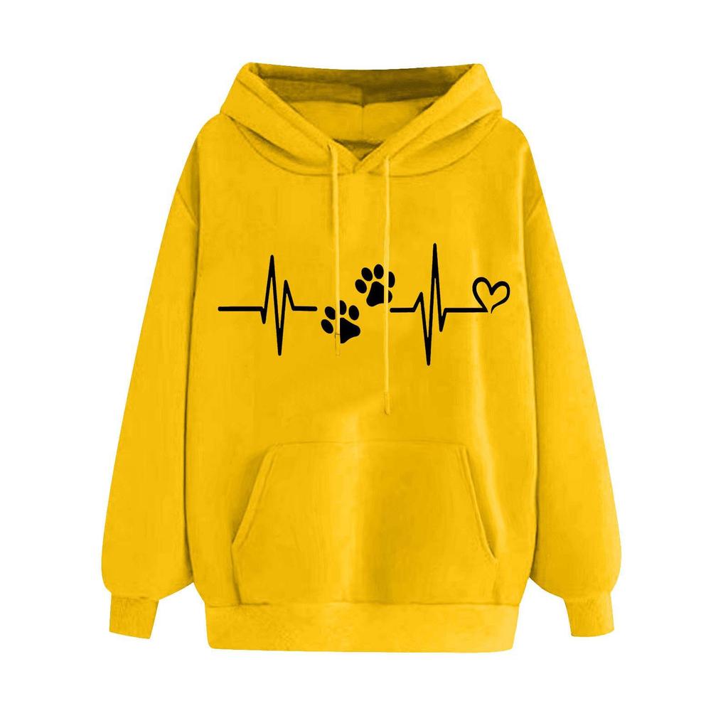 2025 new European and American fashion printed velvet versatile long-sleeved loose hooded sweater women's top trendy clothing