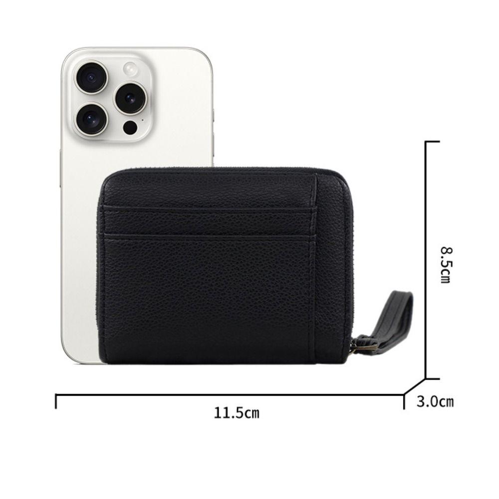 Simple PU Leather Small Short Wallet Multi Slots Solid Color Card Holder Zipper Business Card Case Men Women