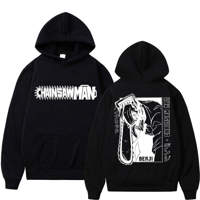 Mange Y2k Japan Anime Chainsaw Man Hoodie 90er Vintage Langarm Makima Harajuku Übergroß Fleece Kapuzenpullover Sweatshirt