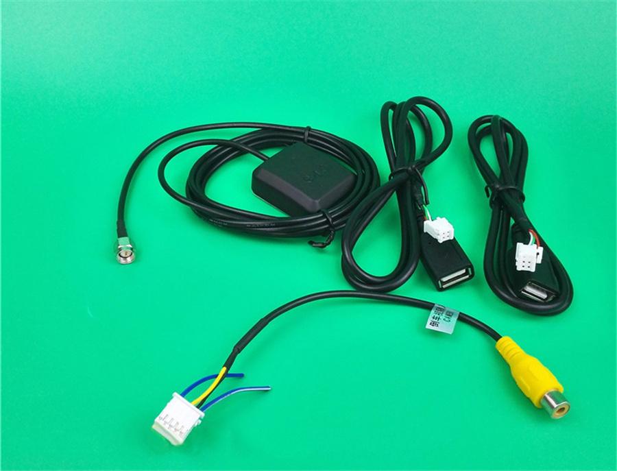 USB GPS Rear View Camera RCA Output Radio Power Cable Adapter For Car Navigation