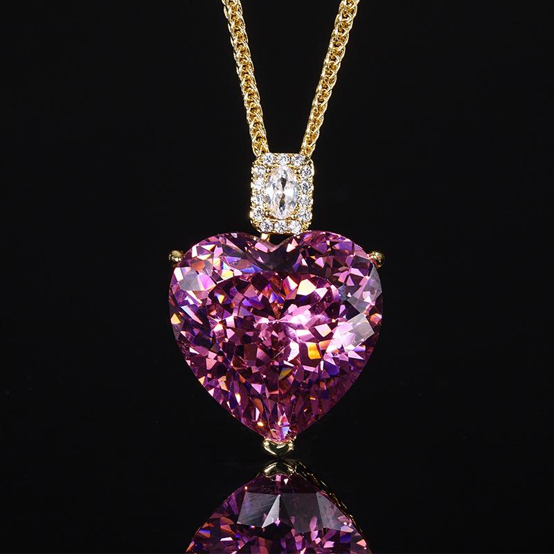 Jewelry Bird'S Nest Cut White Plated Blue Heart Temperament Gold Pendant Necklace Main Stone 20 * 20