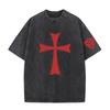 Knights Templar Graphic Tshirt Vintage Washed Gothic Streetwear Medieval Unisex Oversized Crew Neck Cotton Short Sleeve Tee Top