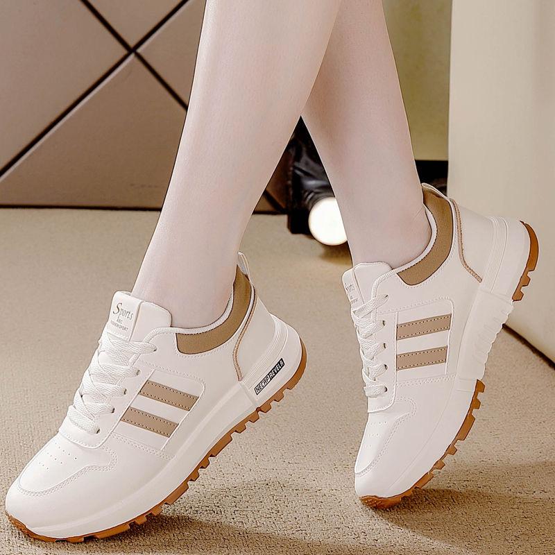 Women's Versatile Leather Sneakers - 2024 Autumn, Thick-Soled, Non-Slip, Lightweight Popular Style, Forrest Gump Shoes 5115