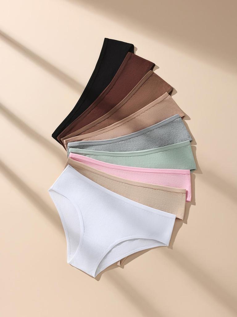 9Pcs/Set Women Panties Low-Rise Underwear Sexy Ladies Briefs Female Soft Cotton Lingerie Solid Colors Underpants Plus Size S-3XL