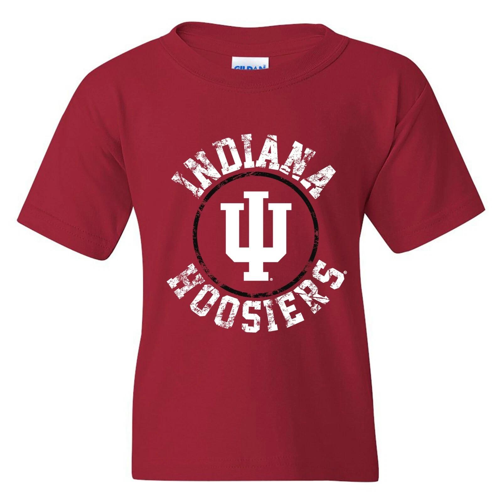 Indiana Hoosiers Distressed Circle Logo University College Youth T-Shirt XL