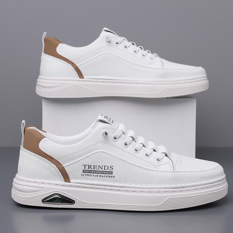 

Men s shoes 2025 summer new men s fashion trendy with leather board shoes comfortable teenager lace-up casual trendy shoes 38 белый