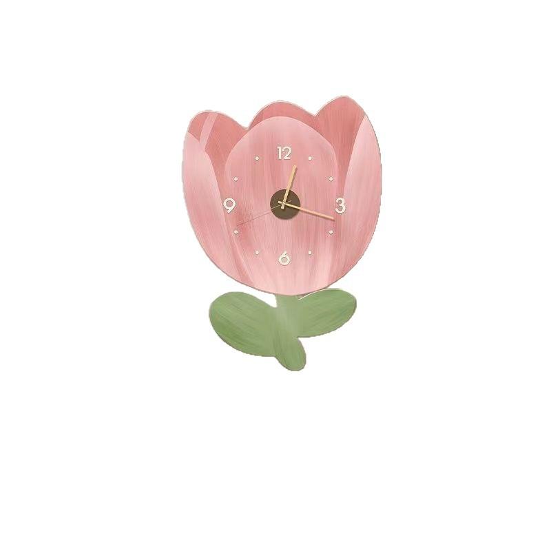 Simple Wall-mounted Clock Clock Wall-mounted Guest Restaurant Creative Flower Bedroom Pastoral Style Room Decoration Silent Clock