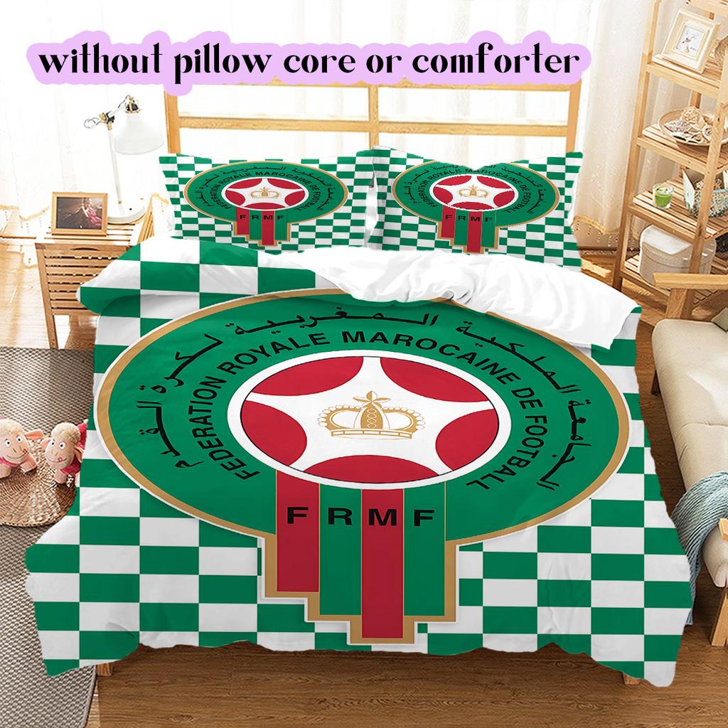 Morocco National Football Team Pattern Bedding,Quilt Set Quilt Cover Pillowcase Home Birthday Gift (1*duvet Cover+2*pillowcase,without Core)