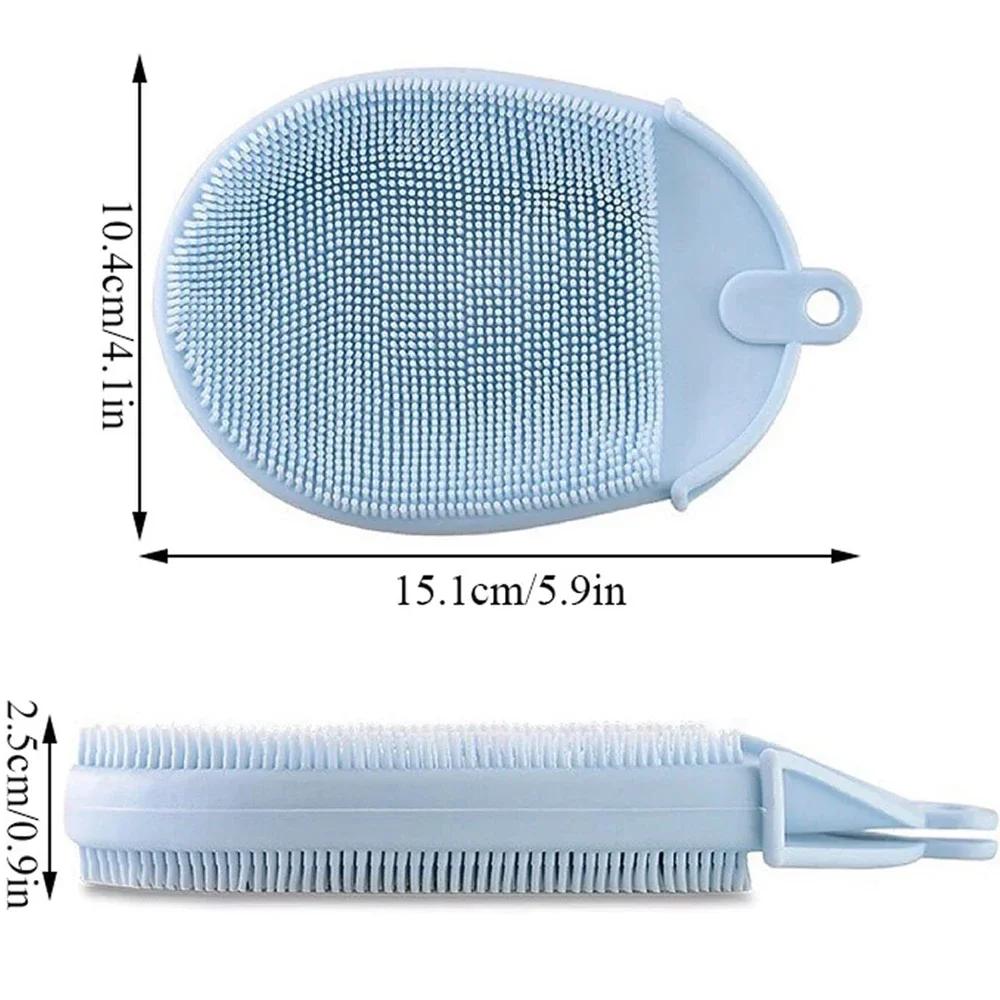 1pcs Silicone Massage Bath Brush with Hook Soft Exfoliating Bath Gloves Baby Showers Cleaning Brush Remover Scrub Showers Bubble