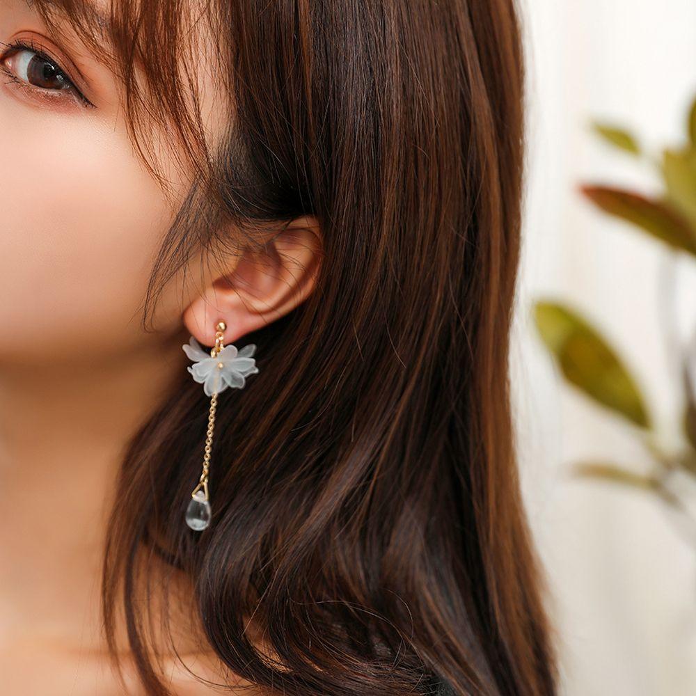 Japan Transparent Crystal Dangle Fashion Small Elegant Ear Studs Jewelry Drop Earrings Eardrop