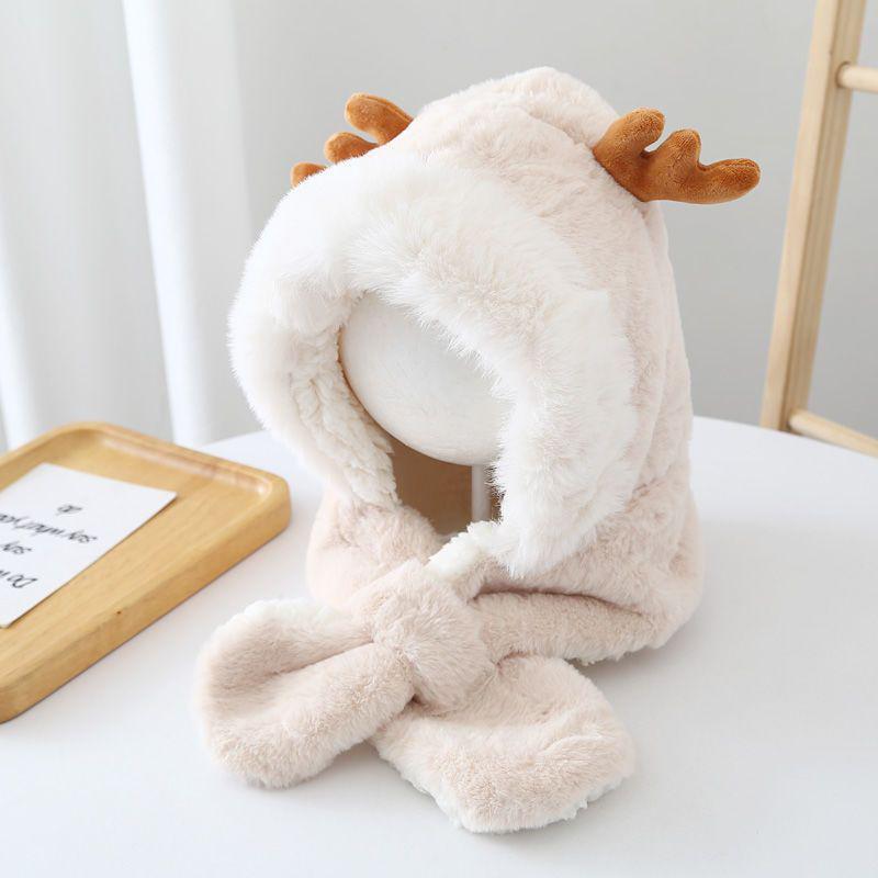 

Children s Winter Plush Hat with Scarf - Cute Cartoon Style, Women s and Baby Ear Protection, Korean Fashion