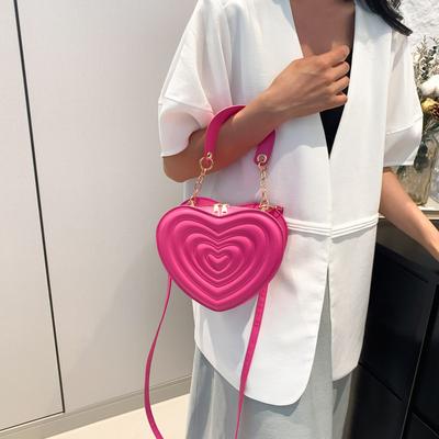 Textured Pu Love Handbag Foreign Style Shoulder Bag Creative Personality Women'S Bag Versatile Messenger Bag