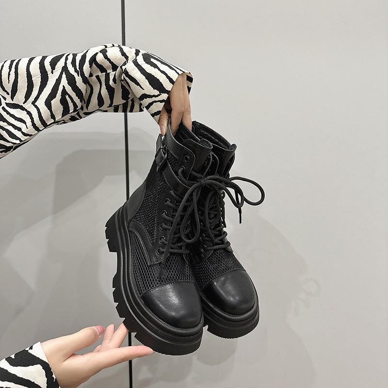 Leather mesh inner height increase Martin women's summer new platform short outdoor versatile women's shoes