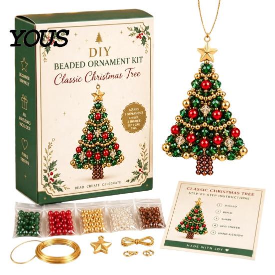 Seasonal Trinket Assembly Kits DIY Christmas Tree Beaded Ornament Kit, 3D Bead Craft Set, Handcrafted Ornaments Making Beginner Friendly with